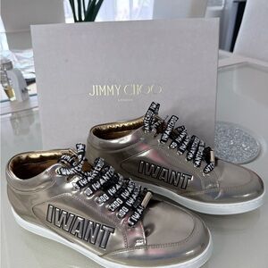 Jimmy Choo Gold and White Men's Sneakers